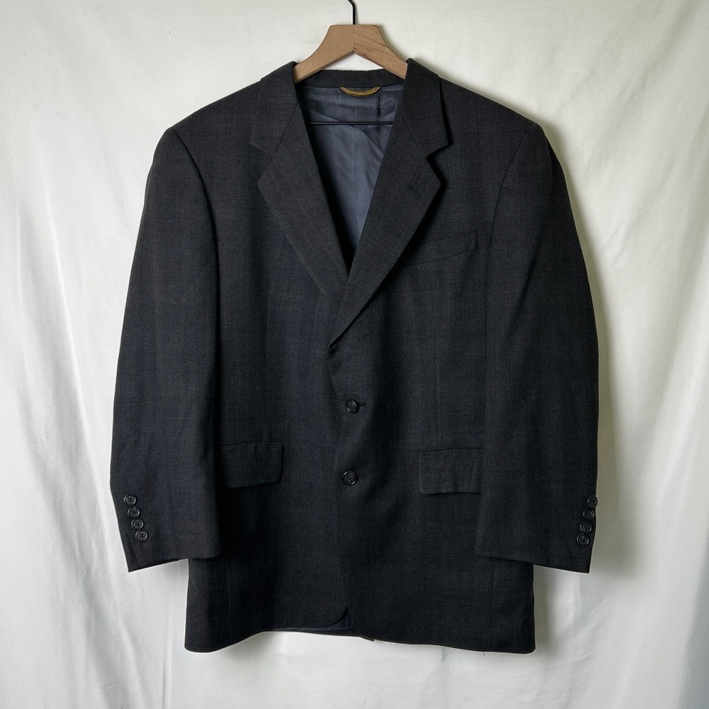 Hart Schaffner Marx Men Vintage Gold Trumpeter Wool Blazer Size 38S Gray